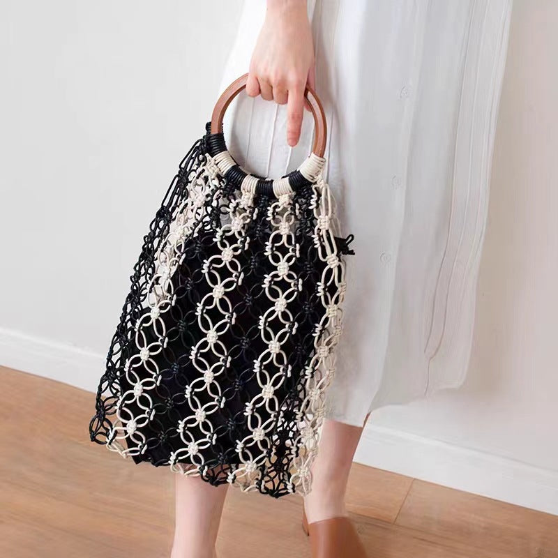 Round Wax Rope Hand-woven Hand Series Women's Handbag