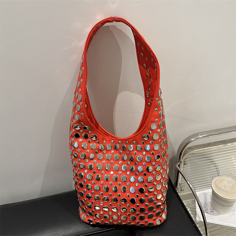 Fashion Spring Leisure Personality Rivet Underarm Women's Shoulder Bag