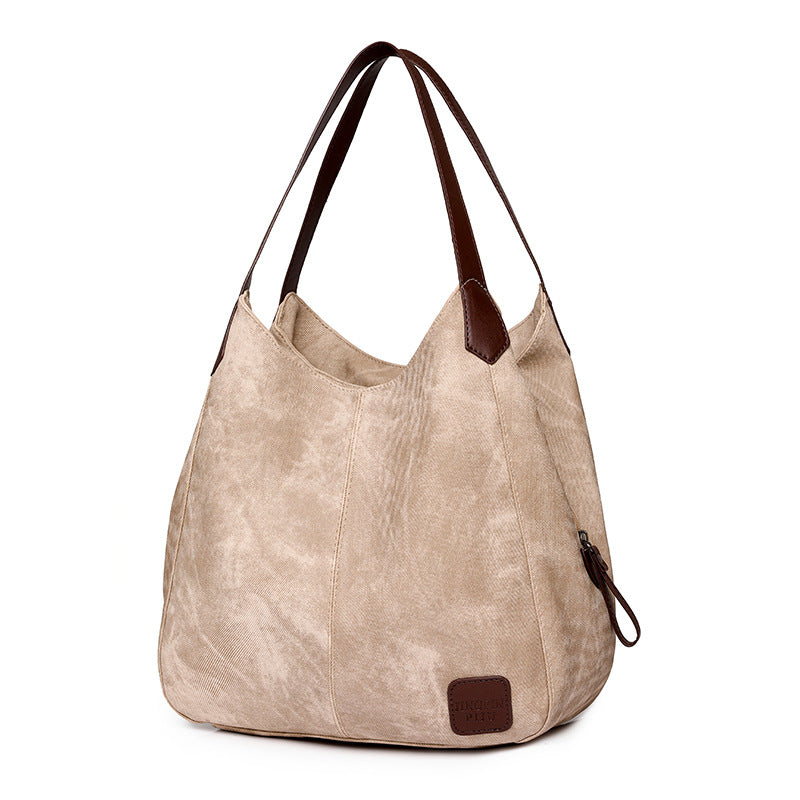 Women's Mom Large Capacity Washed Leather Fashion Women's Shoulder Bag