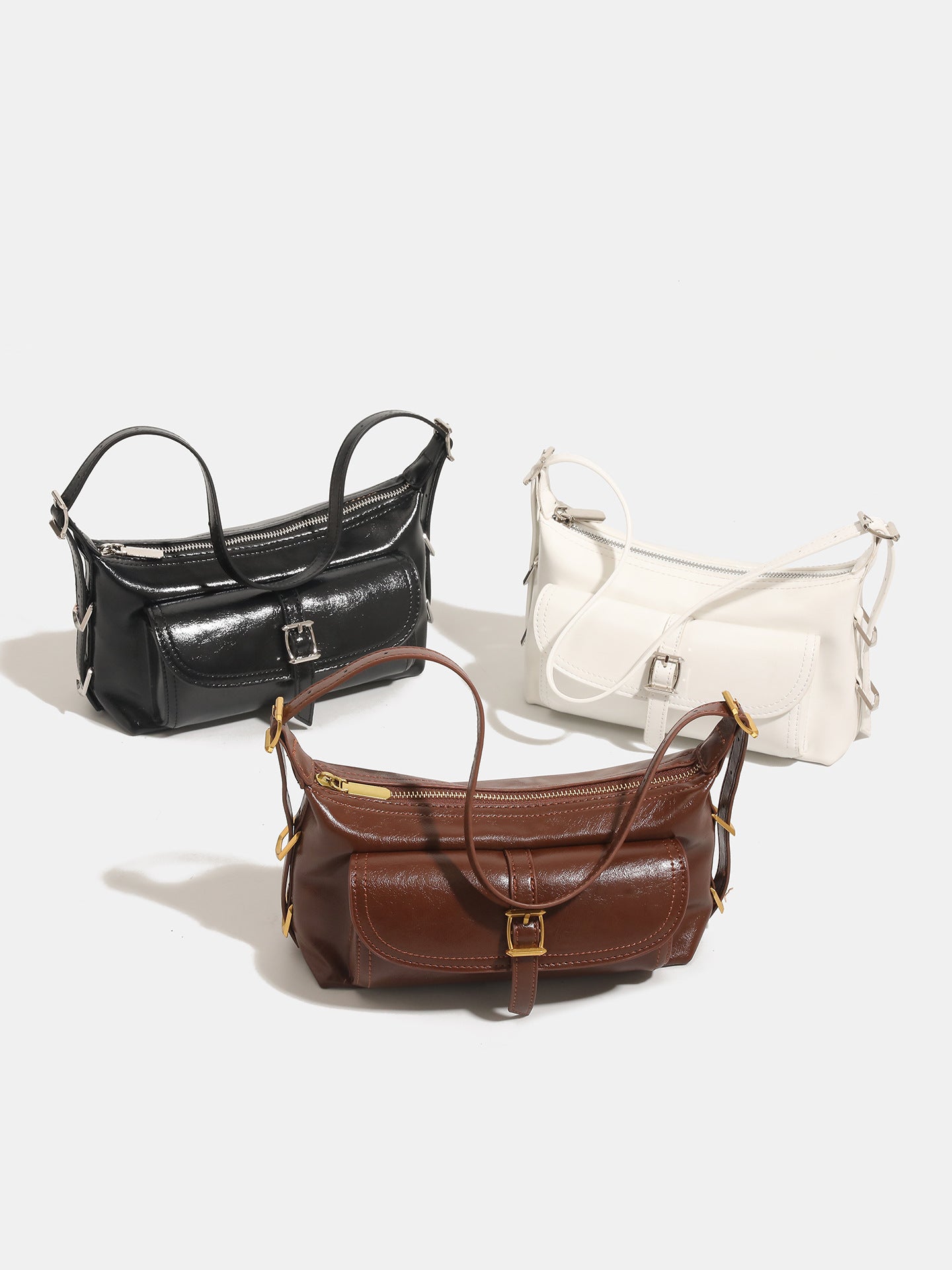 Women's Oil Wax Skin Underarm Fashion Motorcycle Women's Shoulder Bag