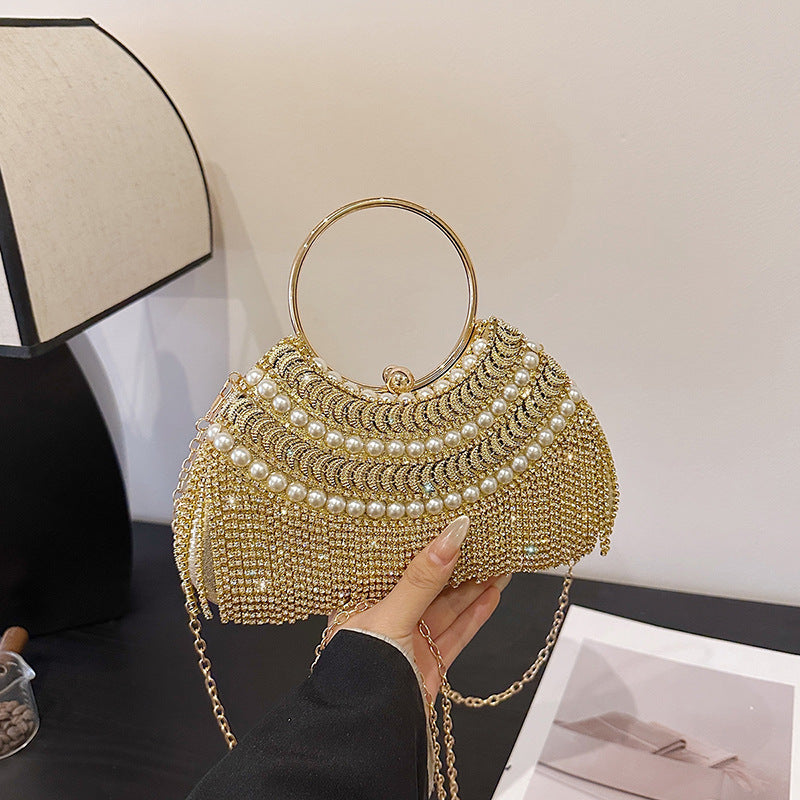 Women's Tassel Fashion Diamond Classic Style Chain Evening Bags