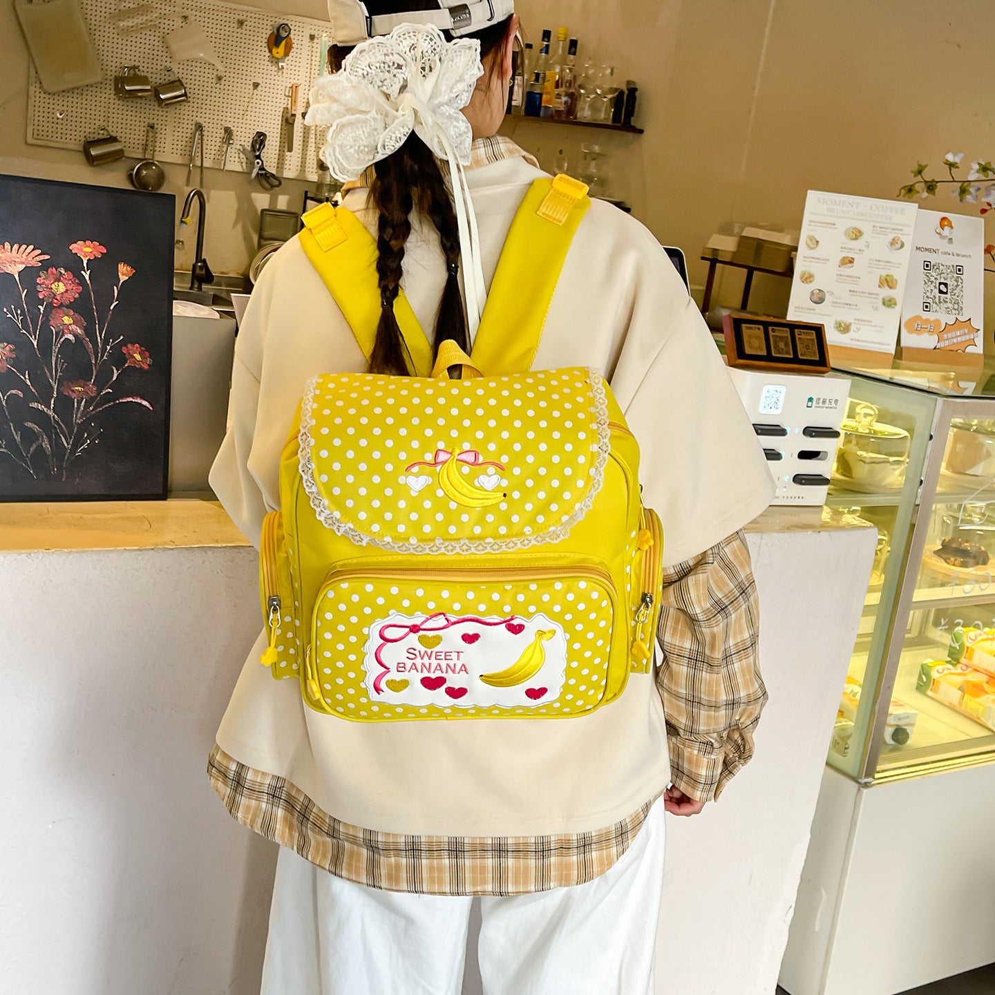 Girly Sweet Cute Embroidered Fruit Large Capacity Backpacks