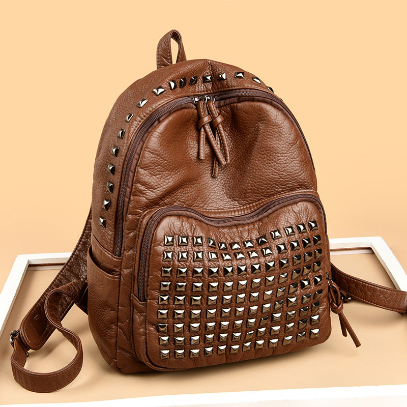 Computer Large Capacity Trendy Rivet Punk Leisure Backpack