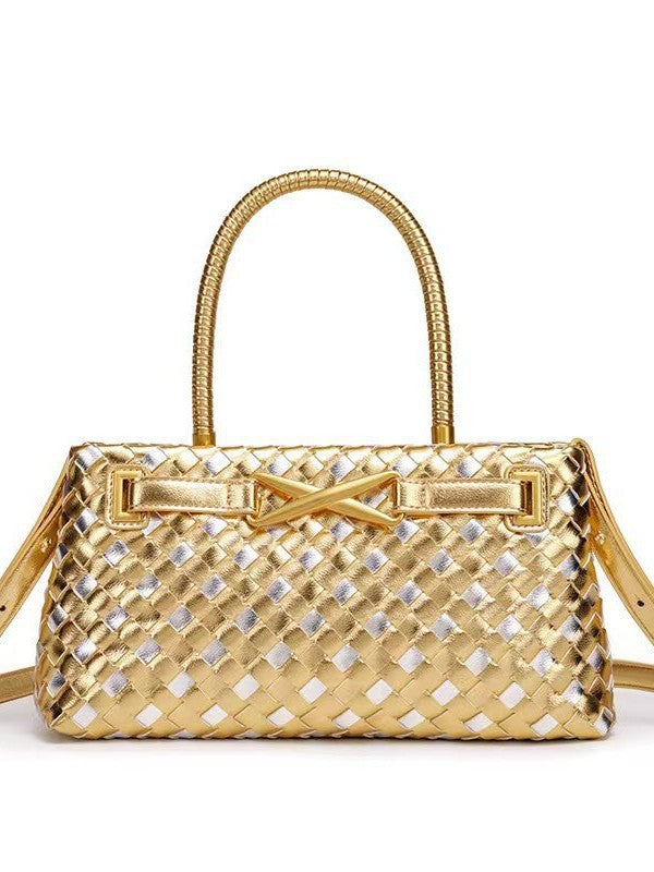 Women's Woven Retro Commuter Trendy Fashion Horizontal Women's Shoulder Bag