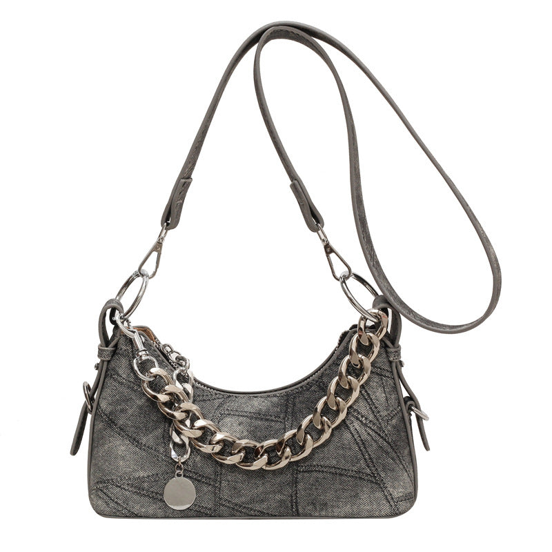 Women's Denim Trendy Simple Underarm Chain Handbags