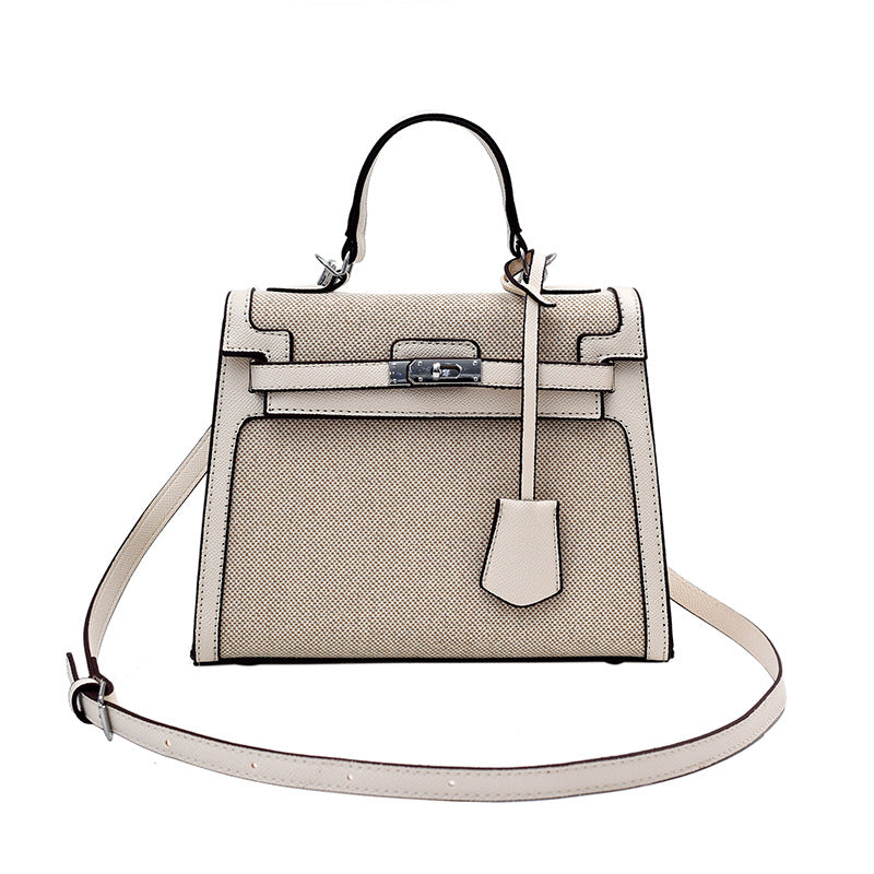 Women's High-grade Retro Portable Kelly Linen Stitching Women's Handbag