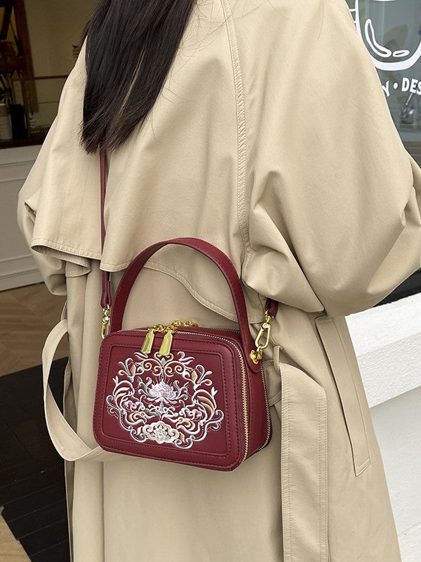 Women's Artistic Chinese Style Round Zipper Ancient Women's Messenger Bag