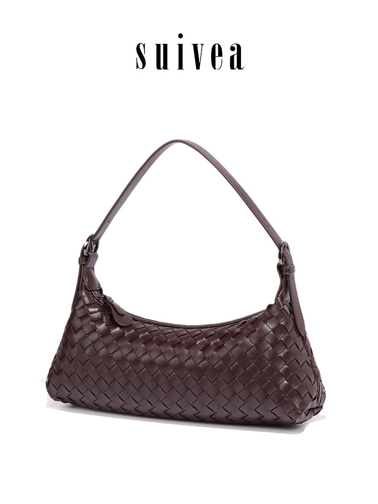 Women's Woven Baguette Retro For Dumpling Underarm Bag