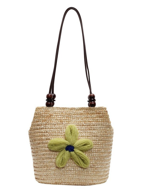 Women's Capacity Fashion Straw Woven Vacation Beach Vegetable Women's Shoulder Bag