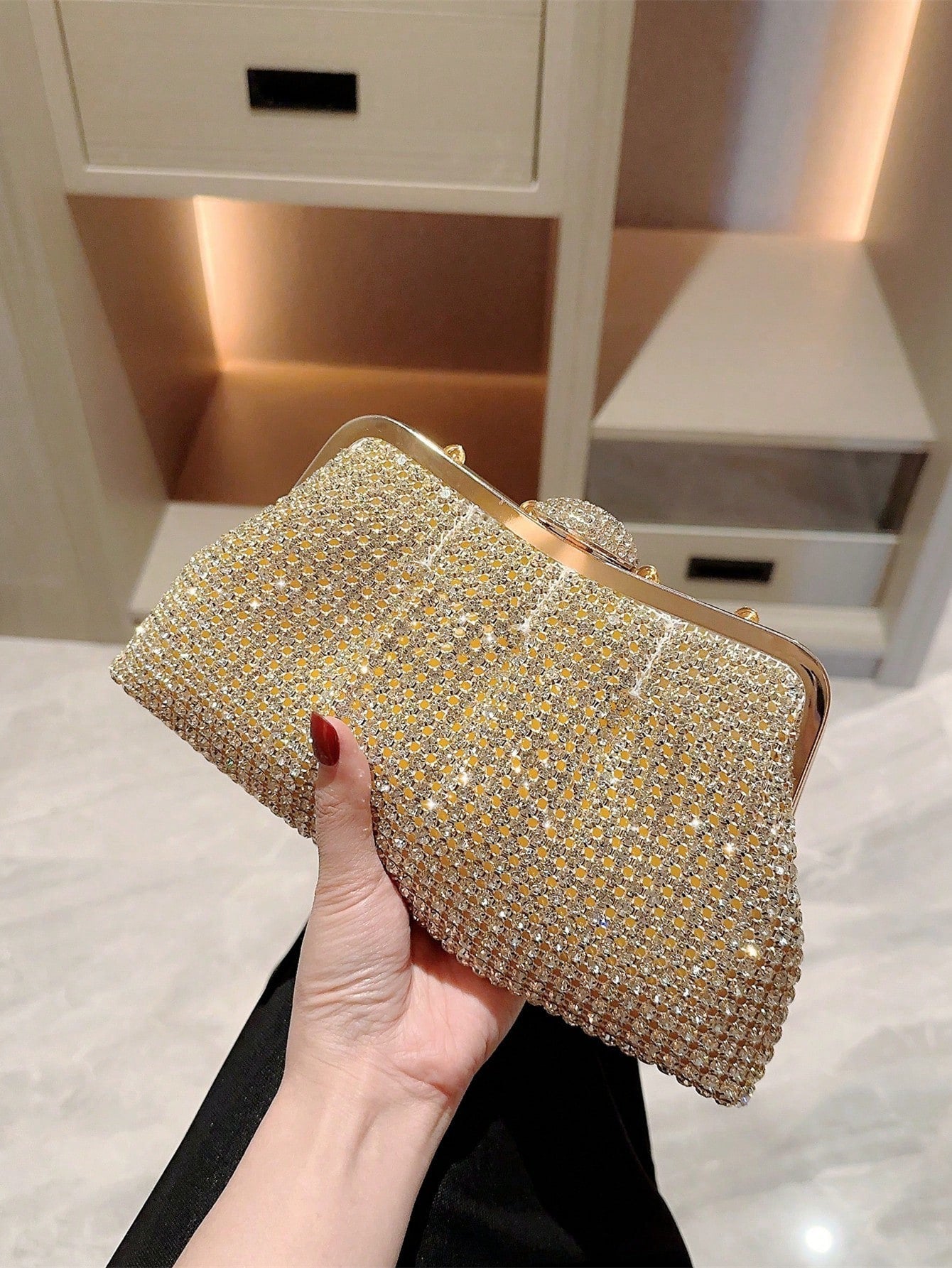Women's Rhinestone Bridal Wedding Dress Garment Diamond Dinner Bag
