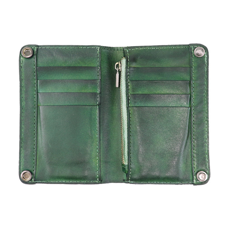 Women's & Men's Handmade Cowhide Full Leather Vertical Planting Men's Wallet
