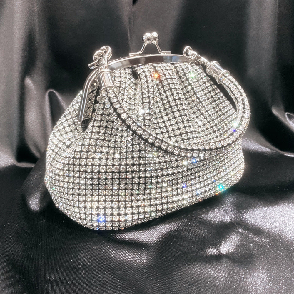 Women's Dinner Portable Clip Full Diamond Handmade Shiny Rhinestone Bags