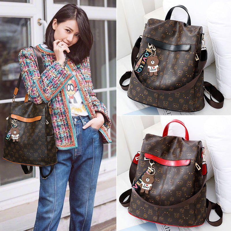 Women's Korean Style Fashionable Soft Leather Personalized Backpacks