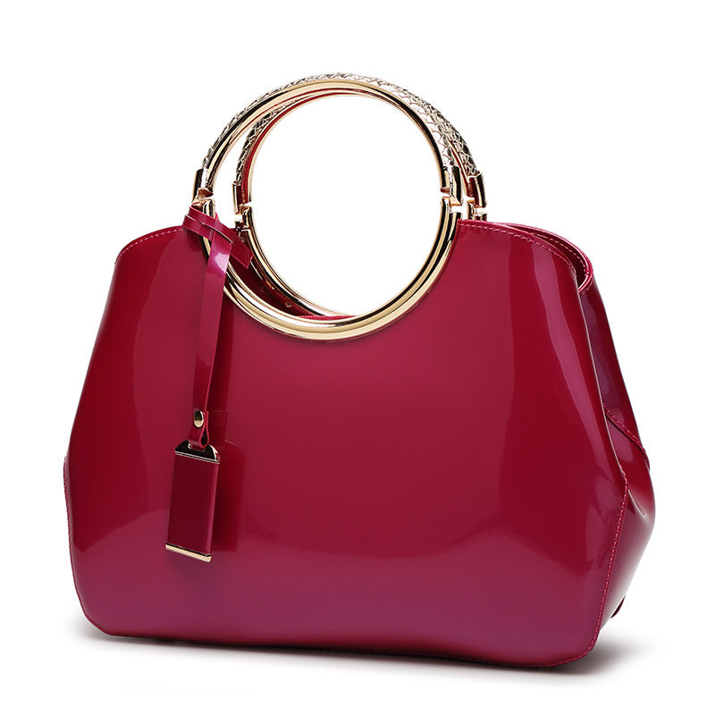 Women's Patent Leather Shiny Red Bridal Wedding Women's Handbag