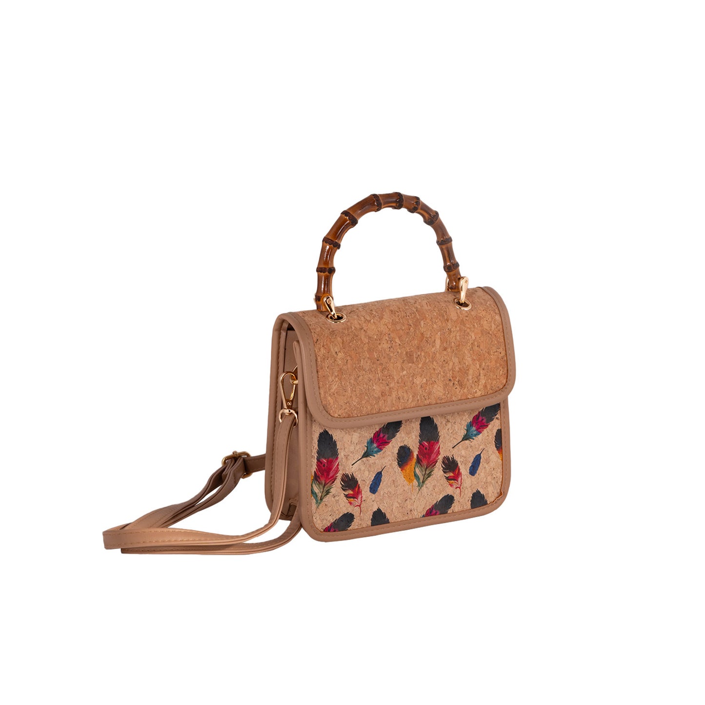Cool Bark Cork Niche Bamboo Edge Small Square Bag