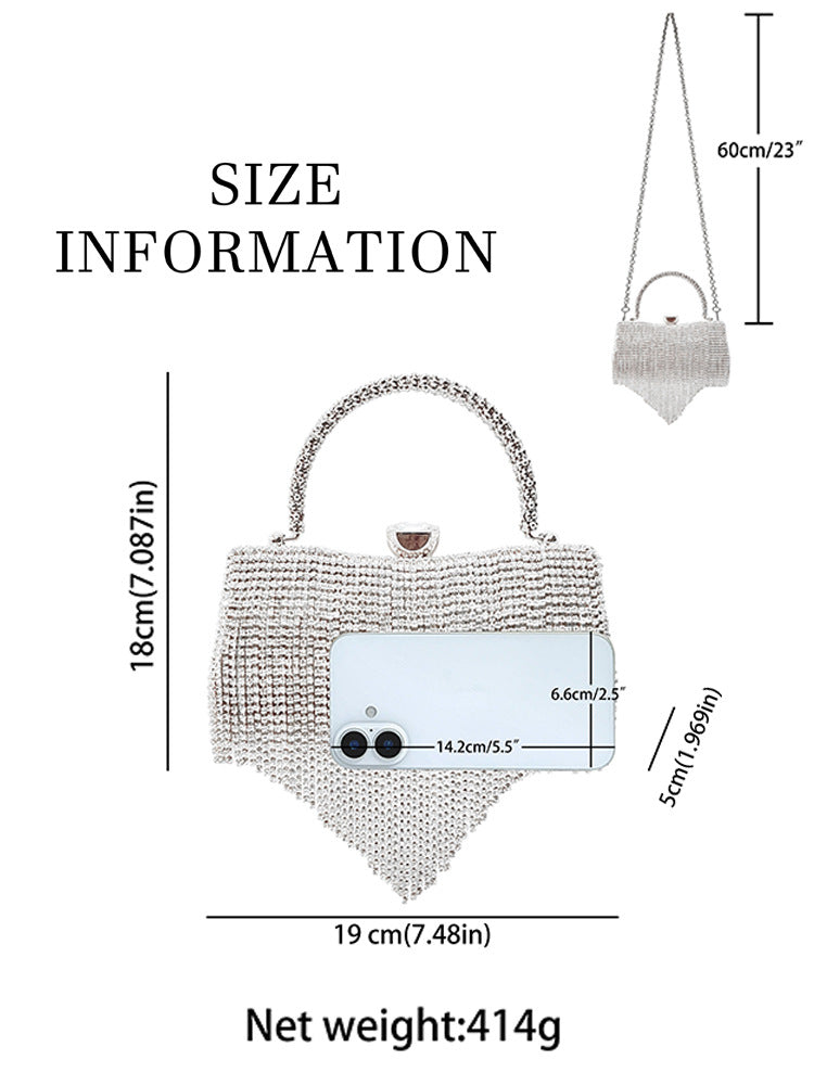 Women's Light Luxury Tassel High-grade Full Diamond Dinner Bag