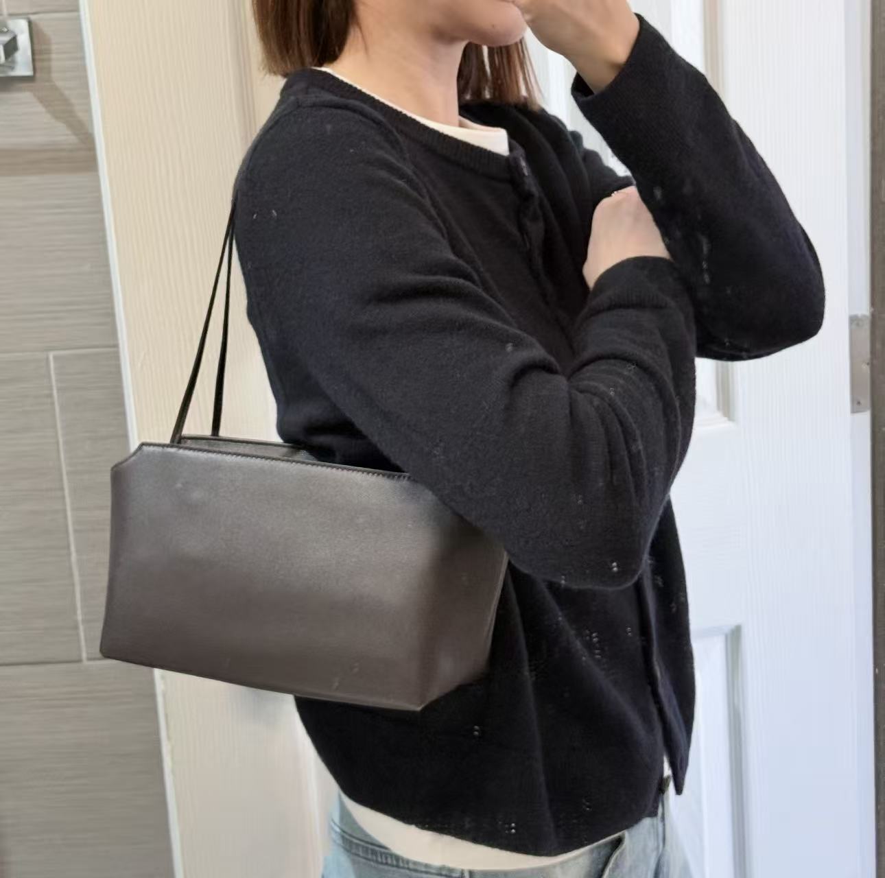 Minimalist Easy Matching Inside Outside Lambskin Women's Shoulder Bag