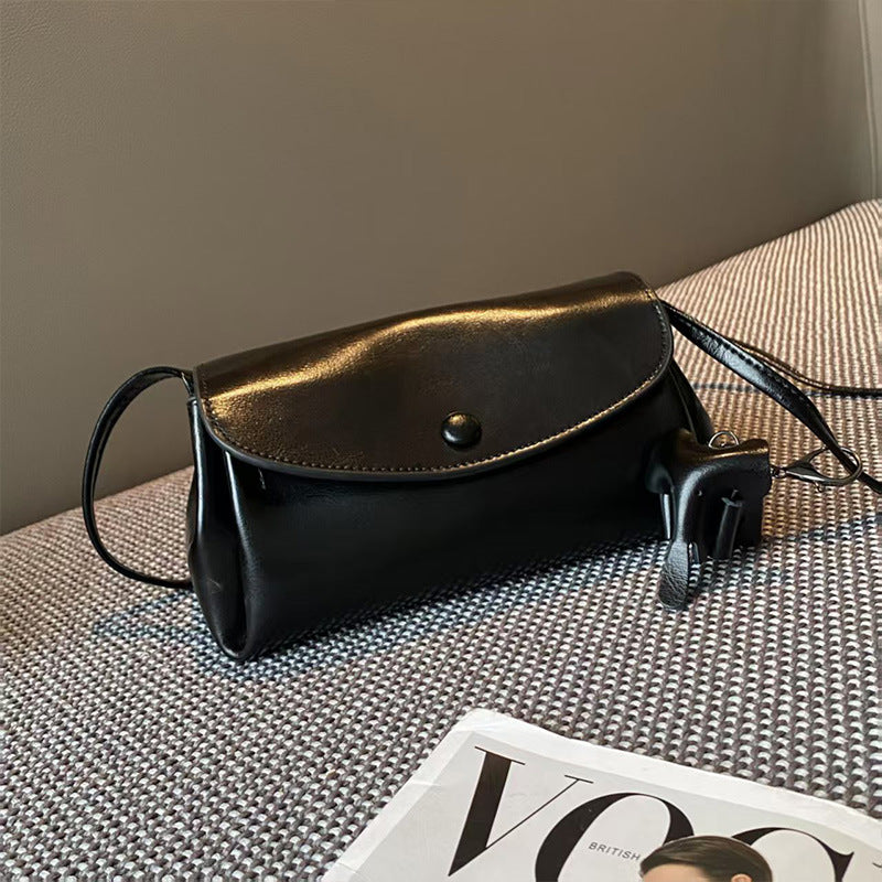 Oil Wax Cowhide Retro Minority Cloud Genuine Phone Bags