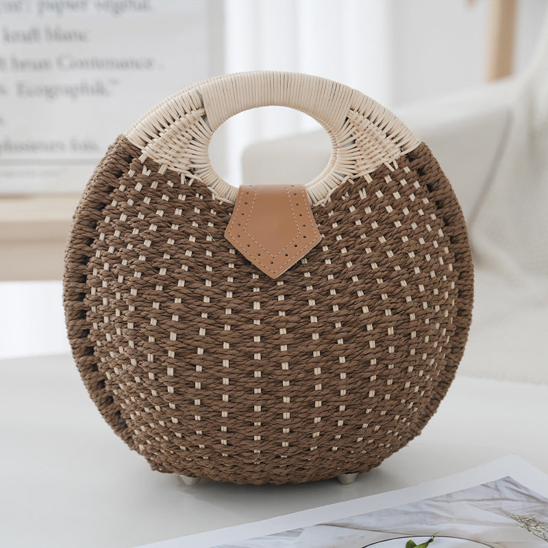 Women's Summer Simple Handmade Vine Woven Beach Women's Handbag