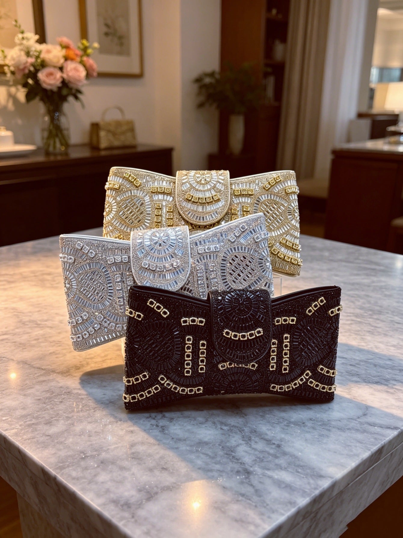 Durable Cool Beaded High-grade Clutch Butterfly Dinner Bag