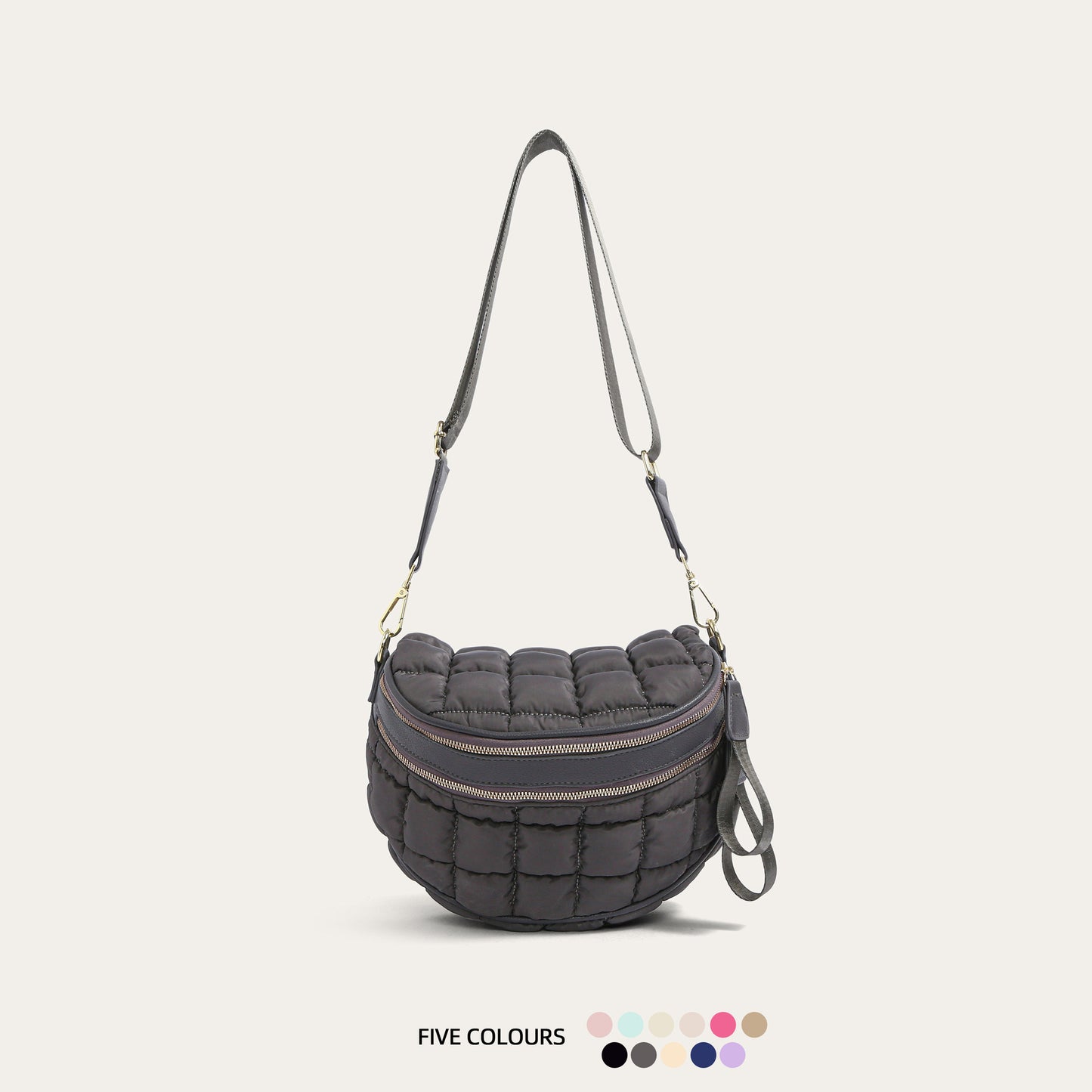 Women's Solid Color Large Capacity Double Zipper Women's Messenger Bag