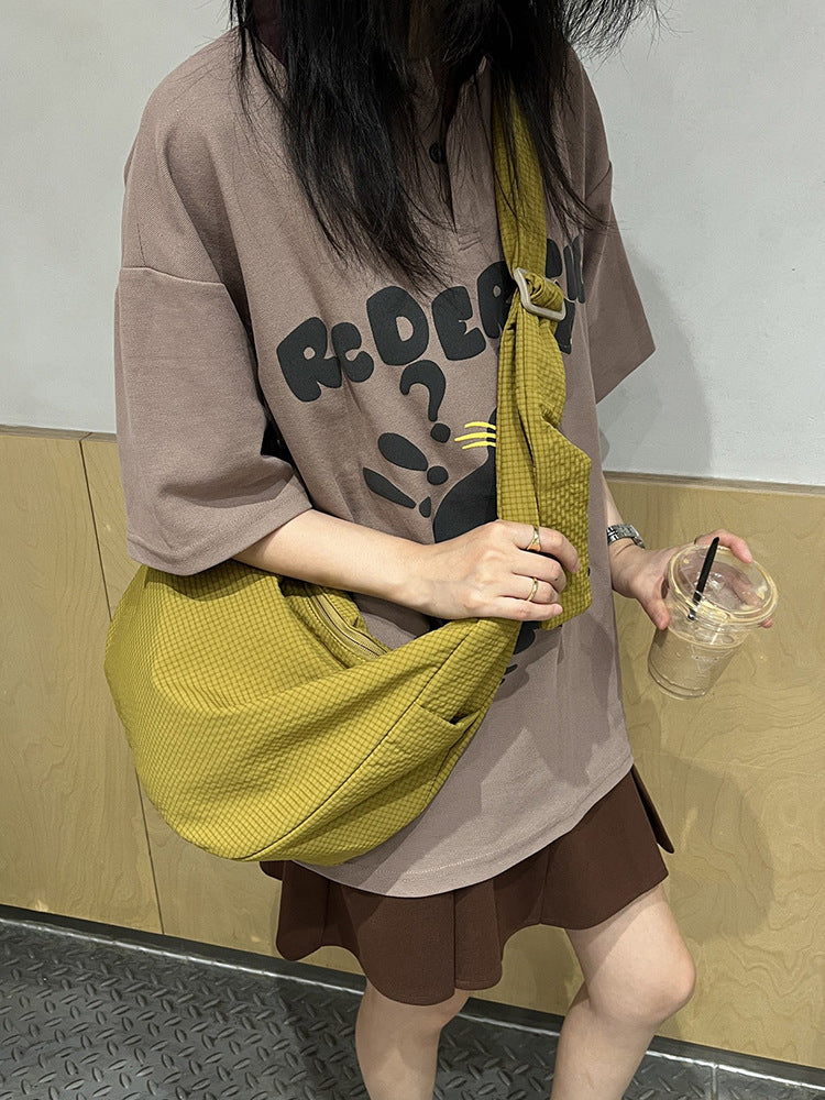Women's Simple Nylon Plaid Dumpling Artistic Fashion Women's Messenger Bag