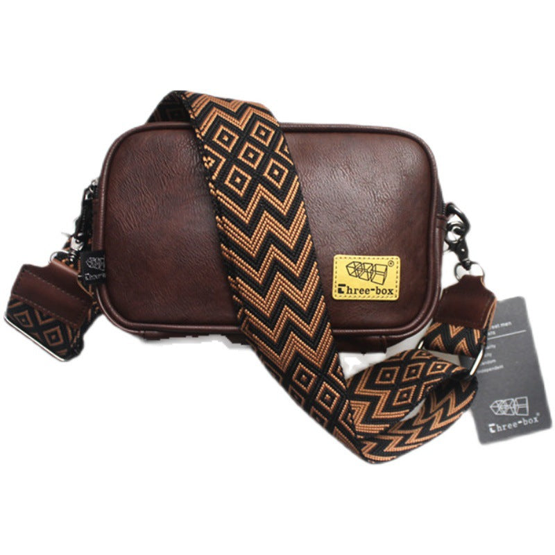 Durable Men's Fashion Leather Sloping Mobile Phone Bags