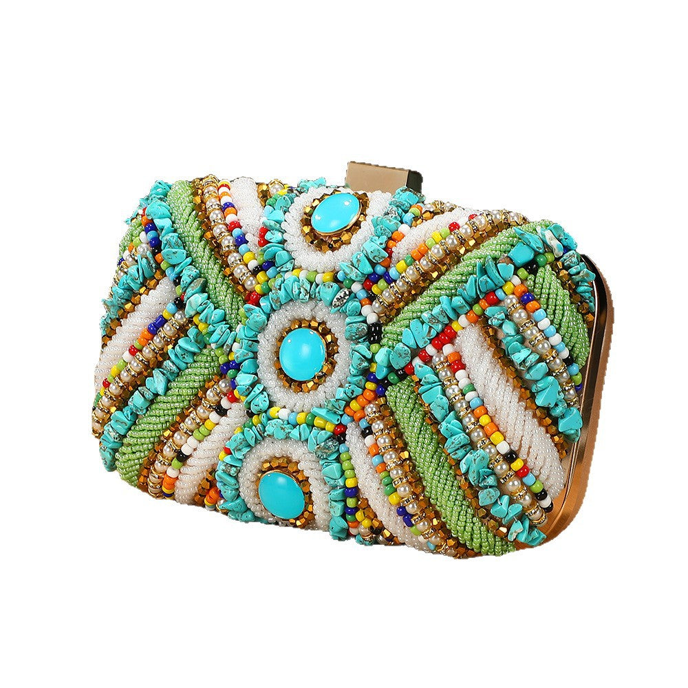 Style Fashion Creative Beaded With Diamond Box Clutch Dinner Bag