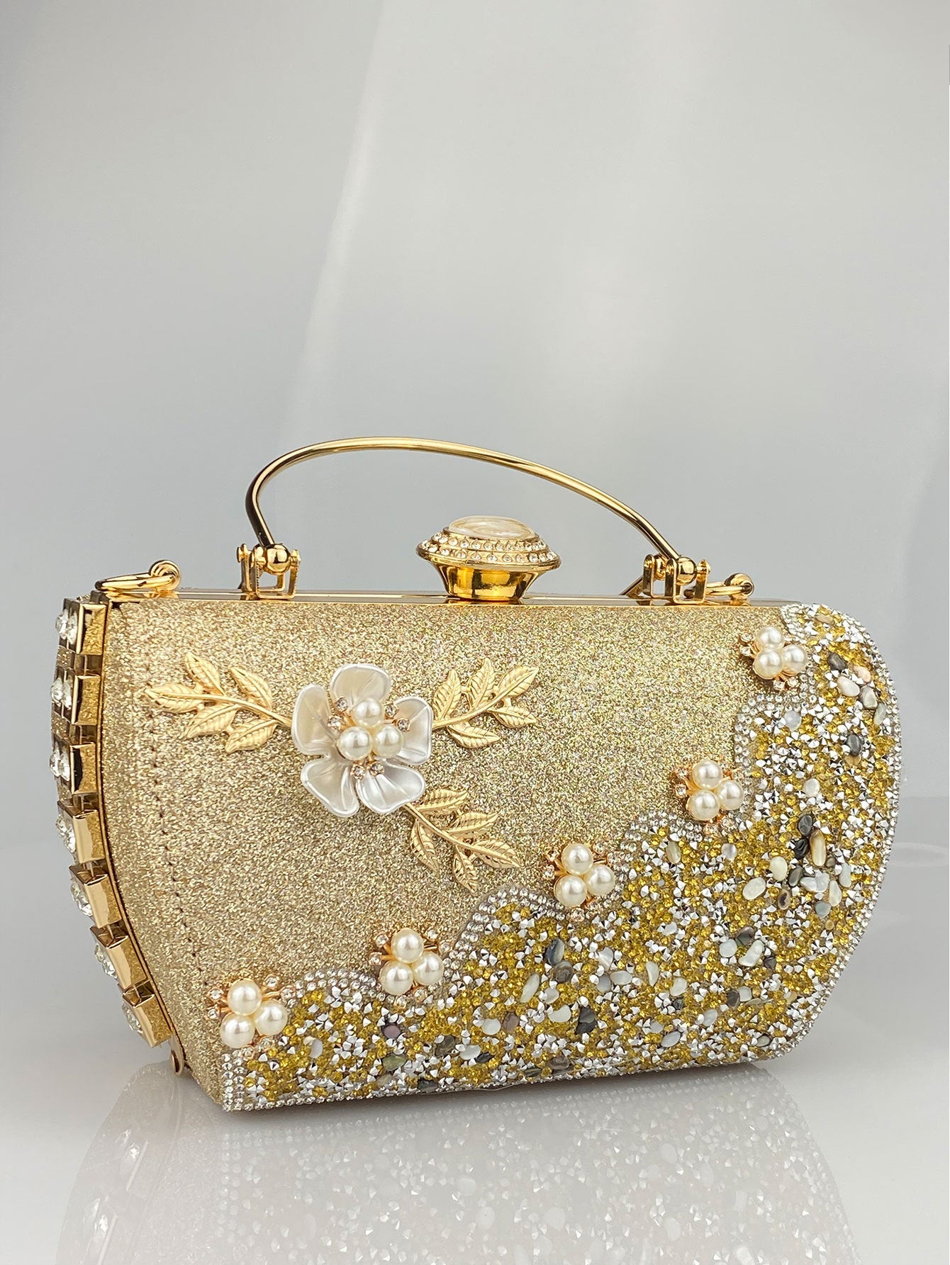 Women's Princess Hardware Diamond Floral Decorations Party Dress Elegant Dinner Bag