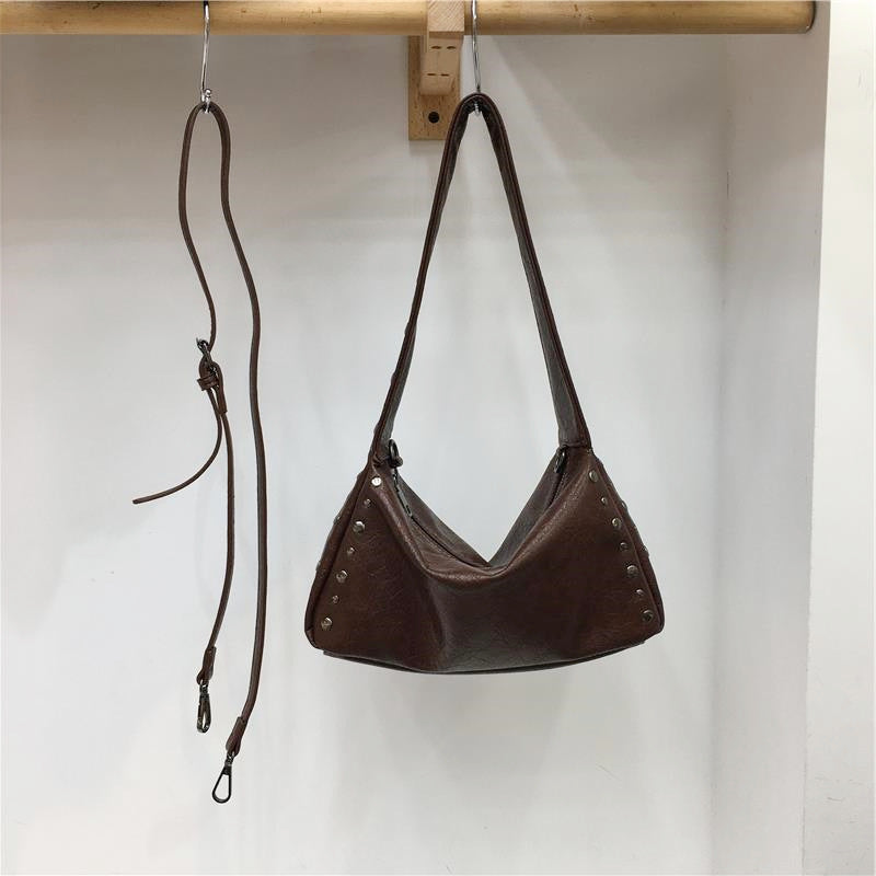Fashion Locomotive Style Rivet Soft Leather Women's Handbag