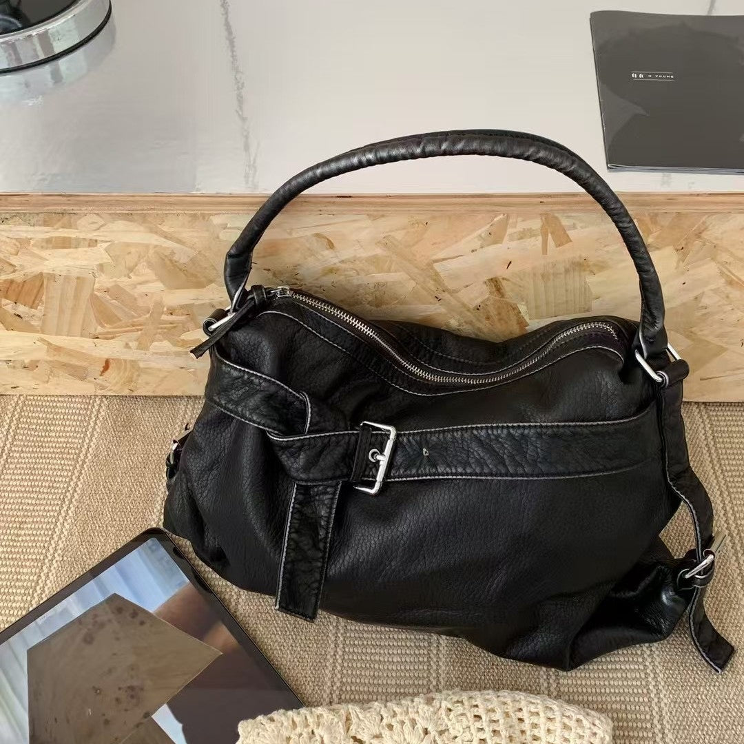 Capacity Soft Leather Retro Underarm Lazy Hot Women's Shoulder Bag
