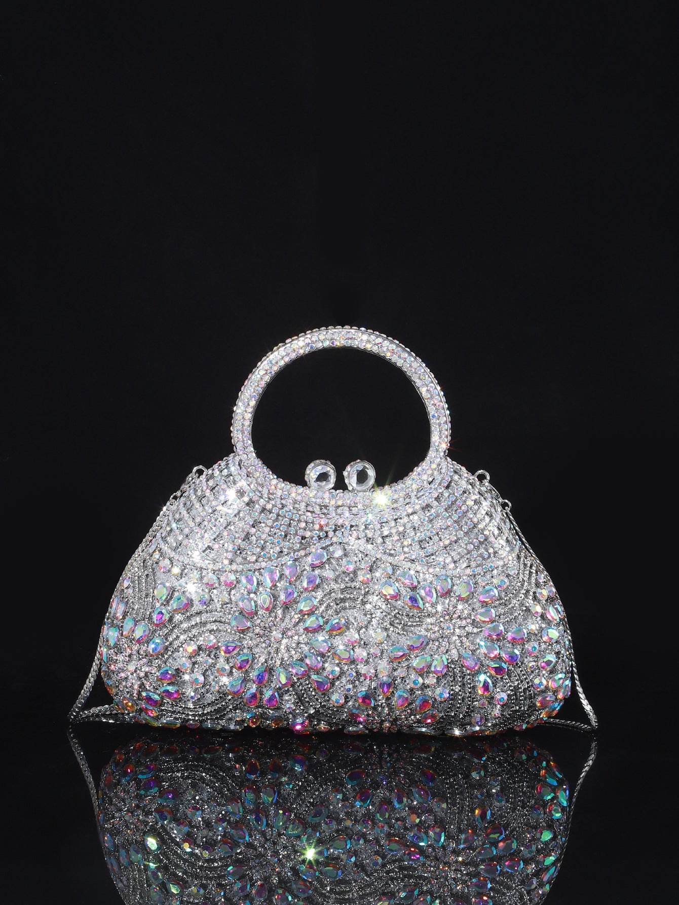 Shiny Champagne Bottle Rhinestone Bow Crystal Chain Bags