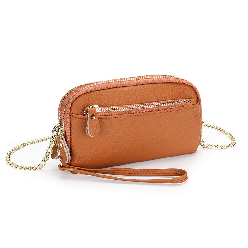 Women's Genuine Leather Chain First Layer Cowhide Large Women's Clutch