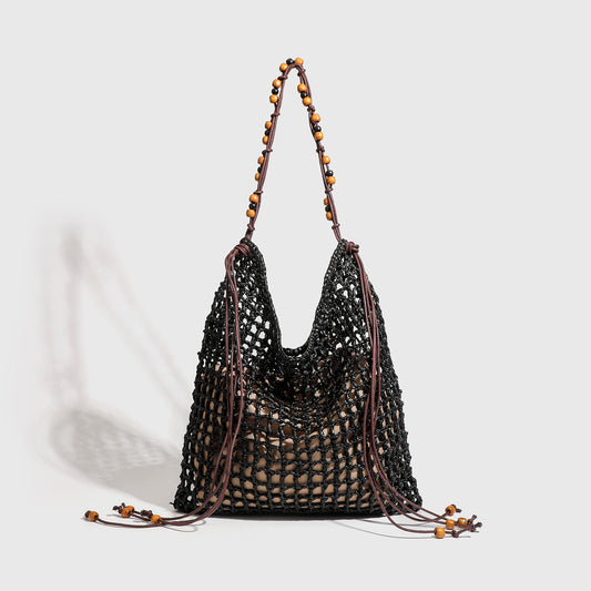 Women's Vacation Style Straw Niche Mesh Hollow Large Capacity Bags