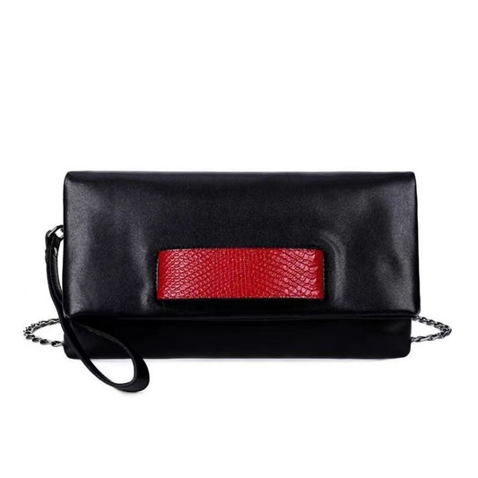 Women's Genuine Leather Elegant Envelope Soft Color Collision Women's Clutch