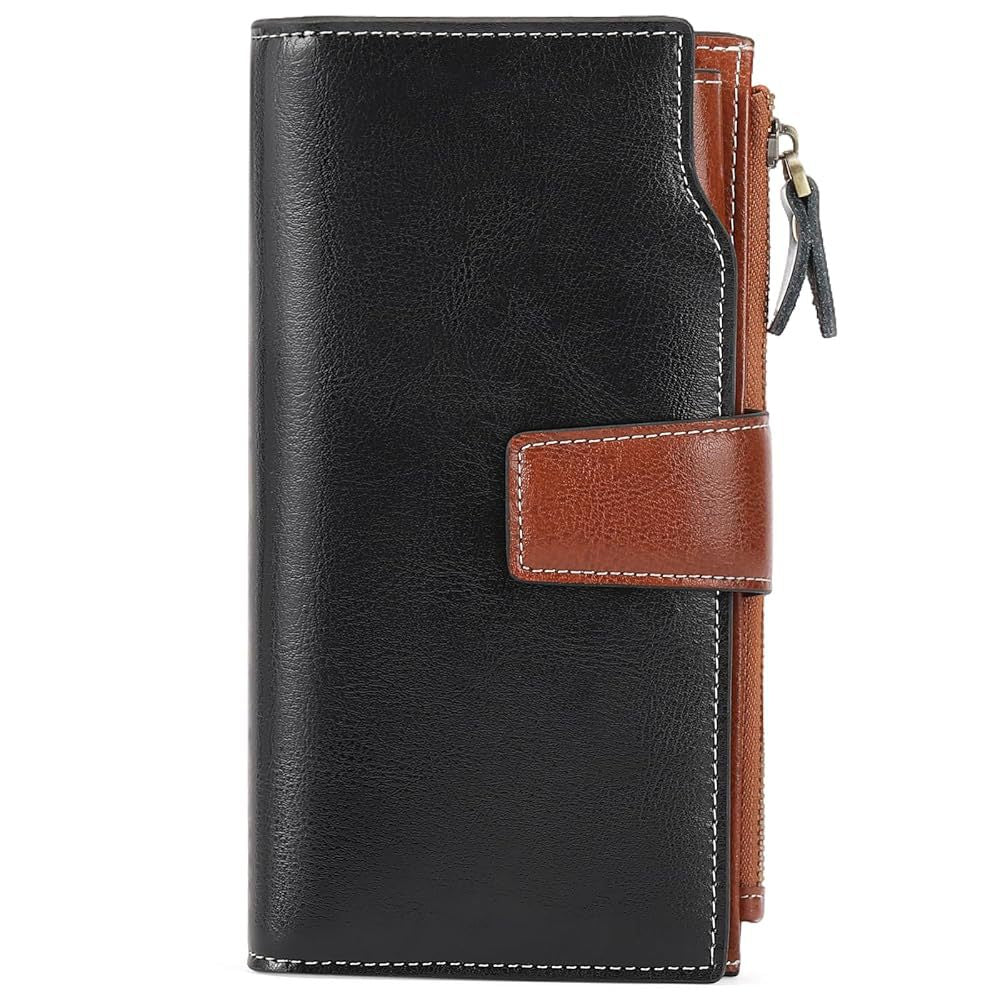 Women's Korean Style Oil Wax Leather Multiple Slots Ladies Wallet