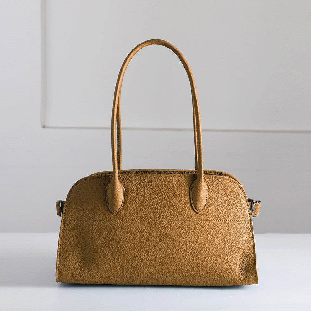 First Layer Cowhide Real Lychee Pattern Women's Handbag