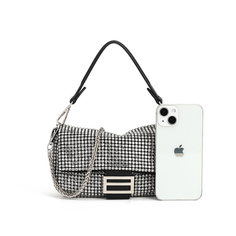 Rhinestone Flip Underarm Full Diamond Hand Holding Chain Bags