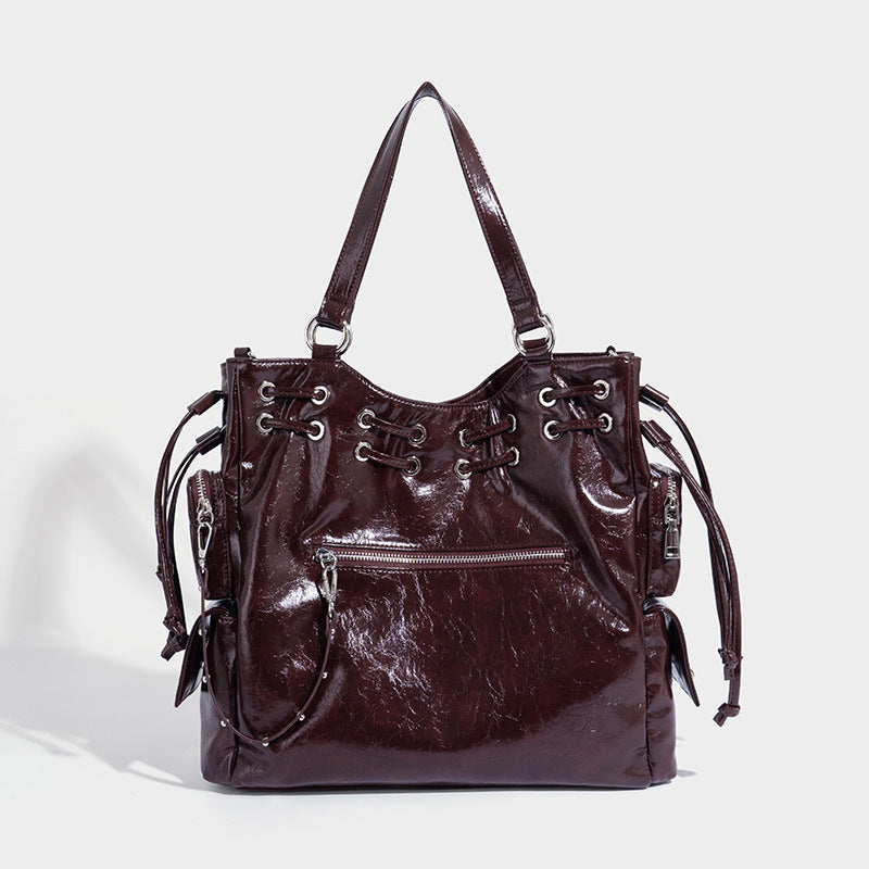 Niche Rivet Drawstring Commuter Large Capacity Women's Shoulder Bag