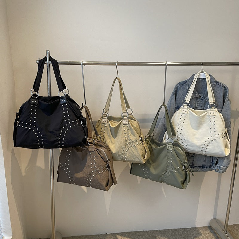 Autumn Popular Soft Cloth Studded Fashion Large Capacity Totes Leisure Bags