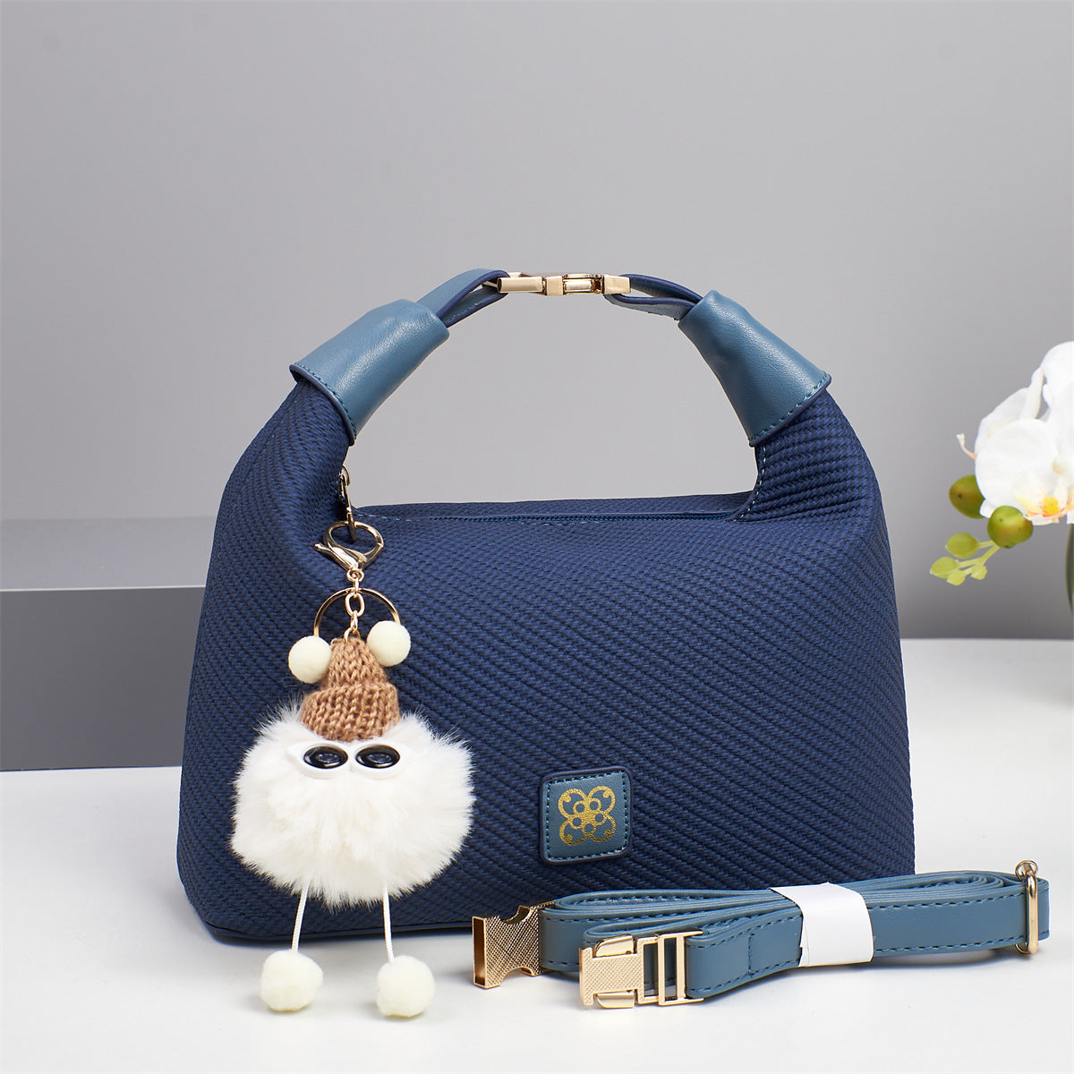 Women's Cute Hang Decorations Solid Color Textured Women's Handbag