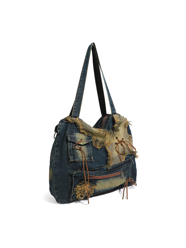 Fashion Retro Washed Denim Underarm Spring Women's Messenger Bag