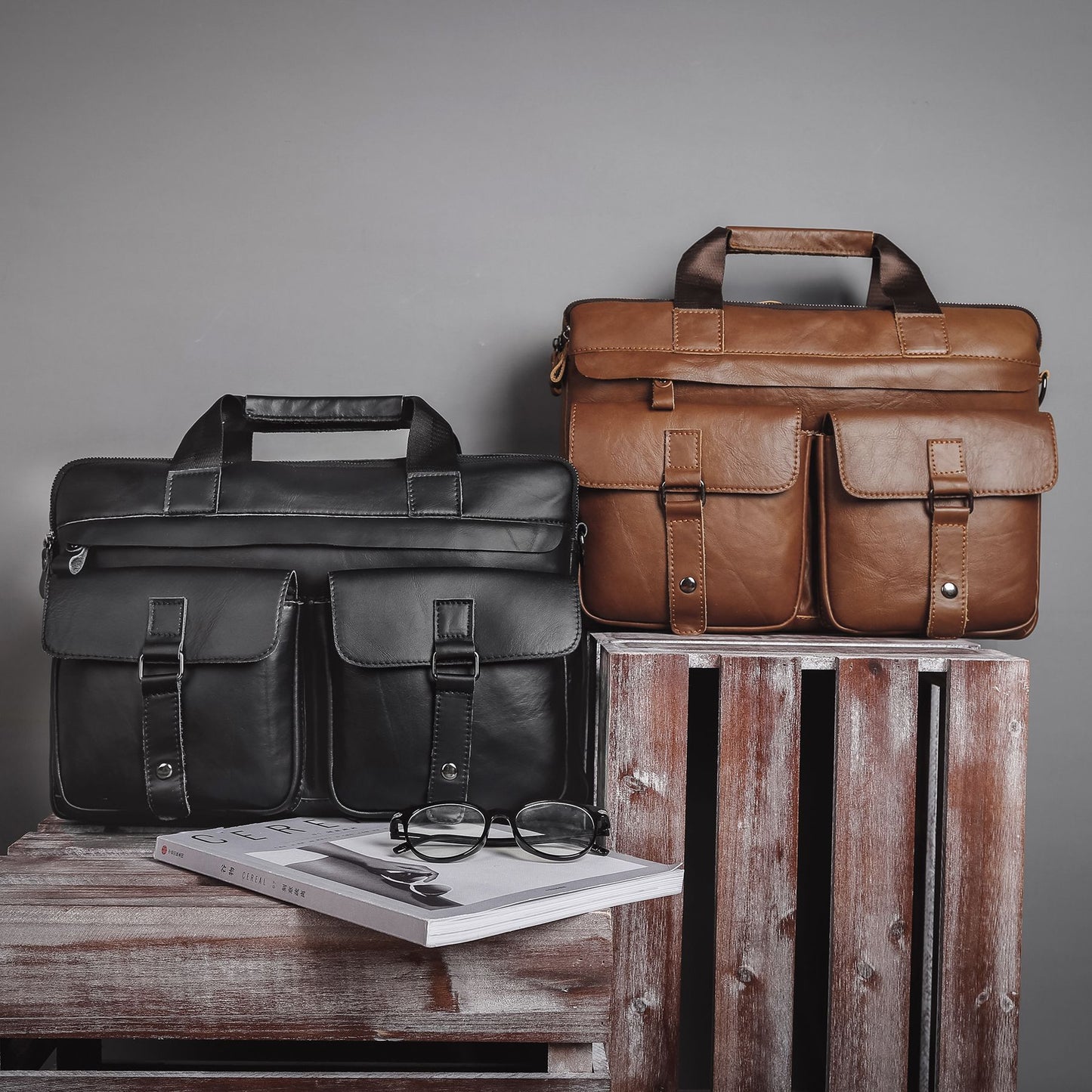 Men's Retro Leather Large Capacity Business Computer Bags