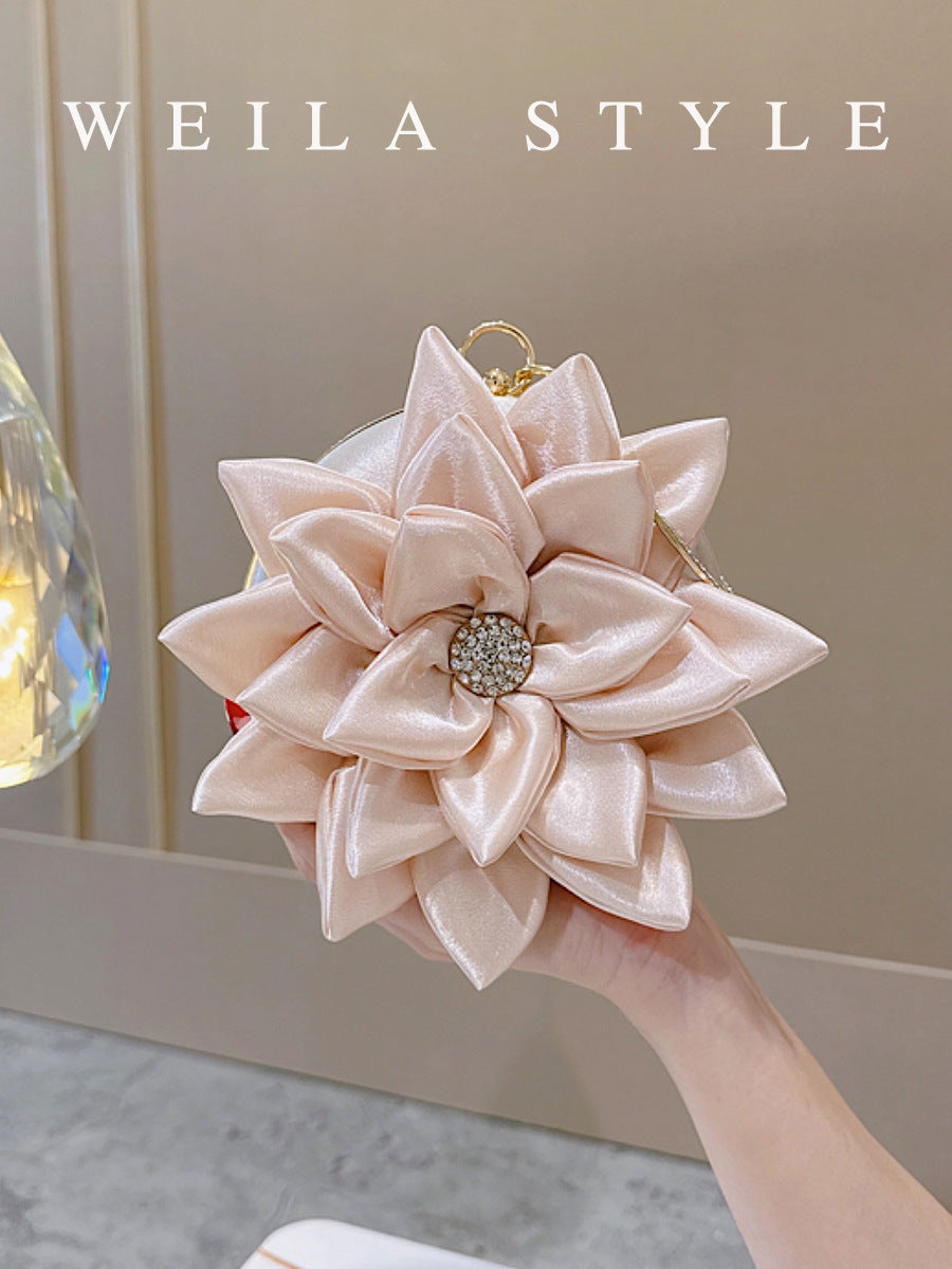 Female Wedding Diamond Three-dimensional Flower Dress Dinner Bag