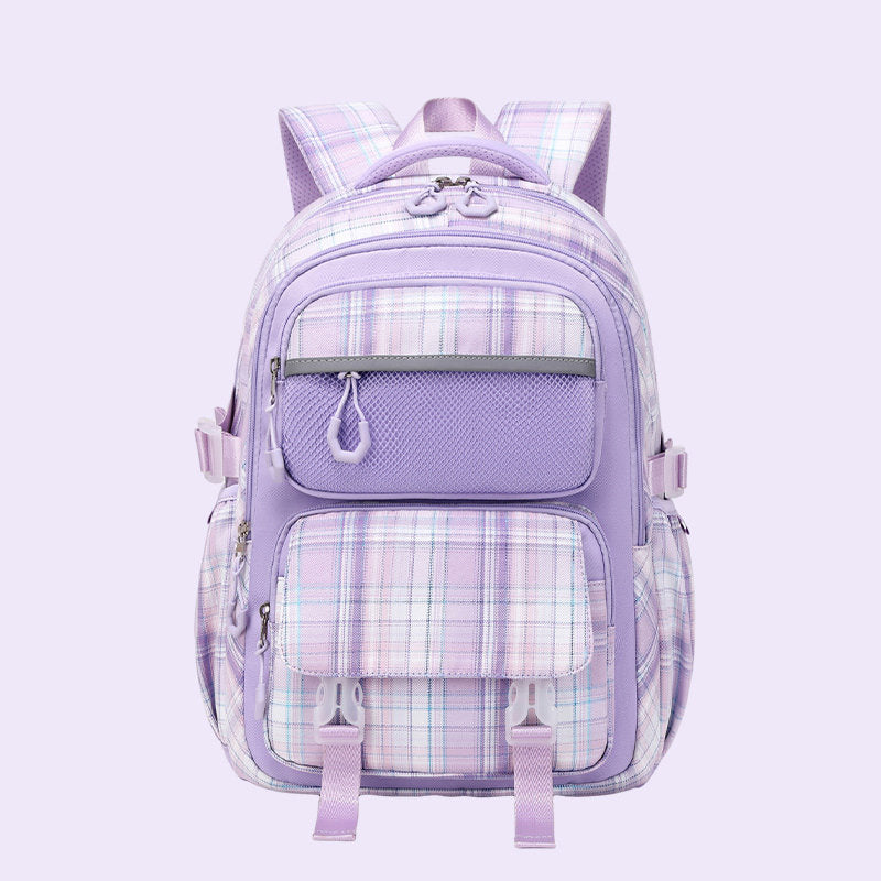 Pink Cartoon Female Spine Protection Burden Reduction Large Capacity Backpacks