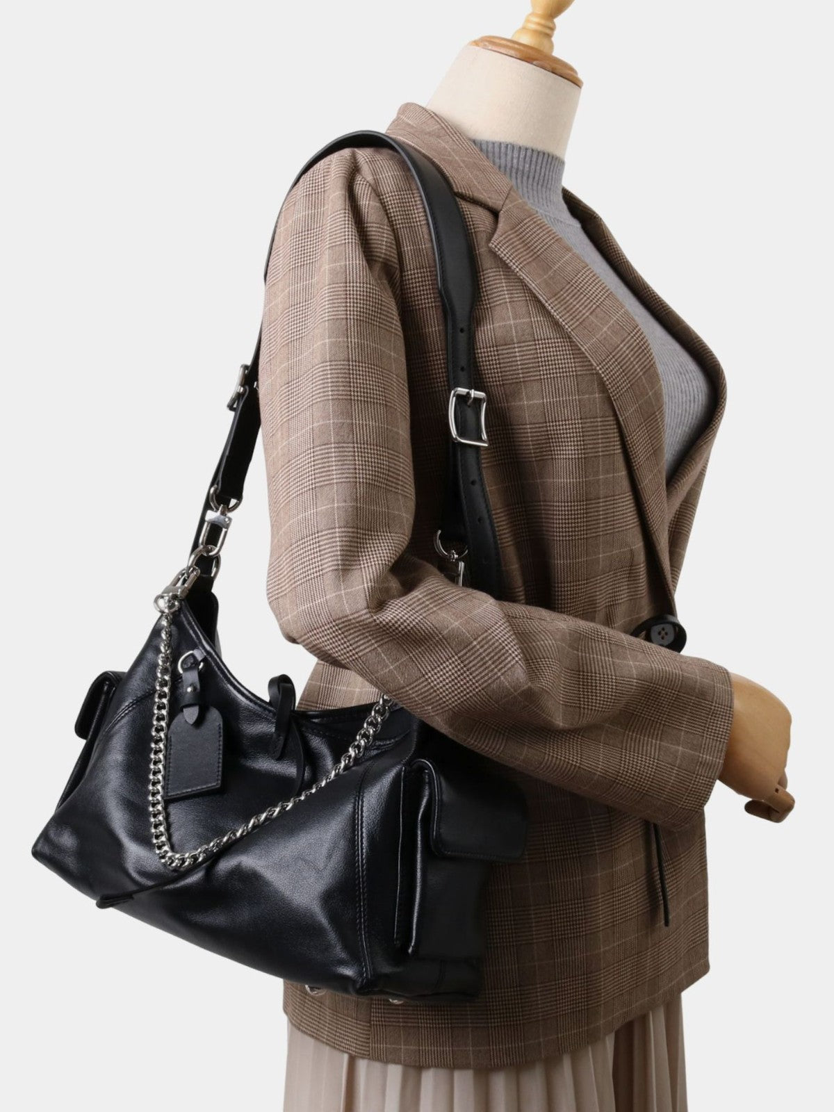 Women's Soft Motorcycle First Layer Cowhide Leather Women's Shoulder Bag