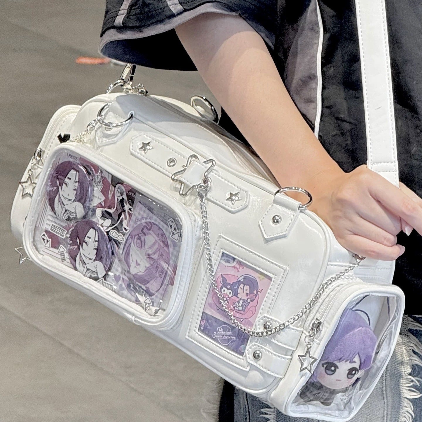 Women's Cartoon Doll Transparent Daily Snacks Sugar Star Underarm Bag