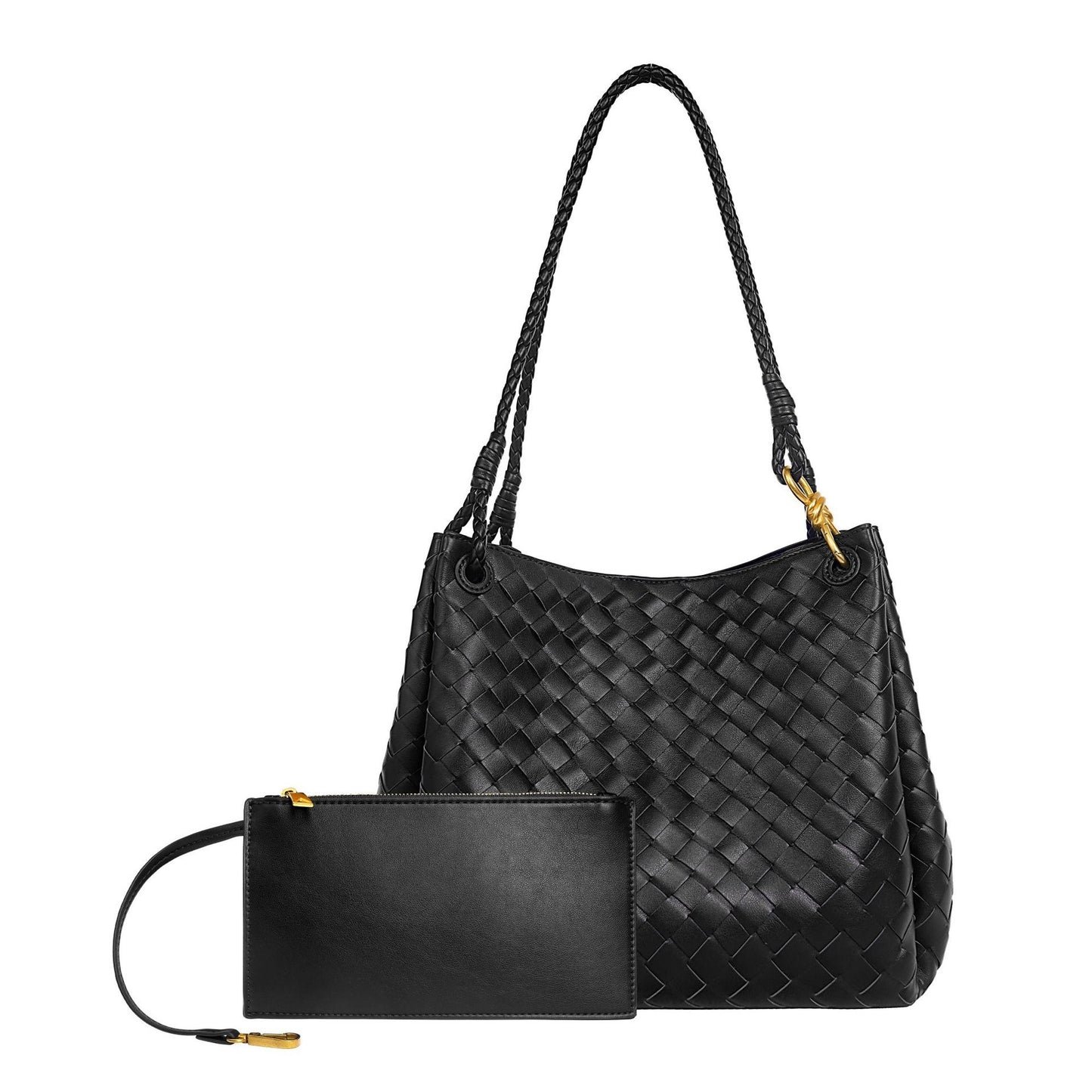 Women's Weave Plaid British Style Light Luxury Bucket Bags