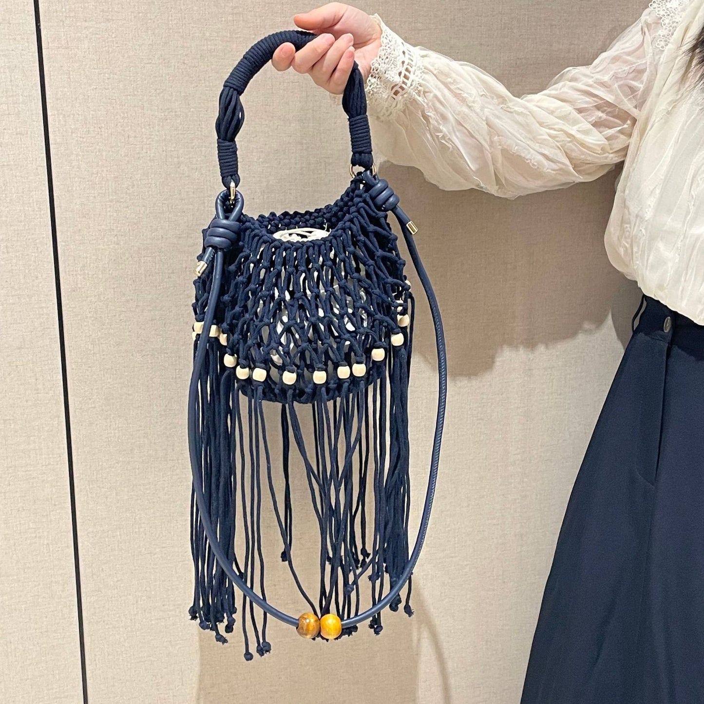 Women's Retro Tassel Large Capacity Versatile Beach Good-looking Women's Handbag