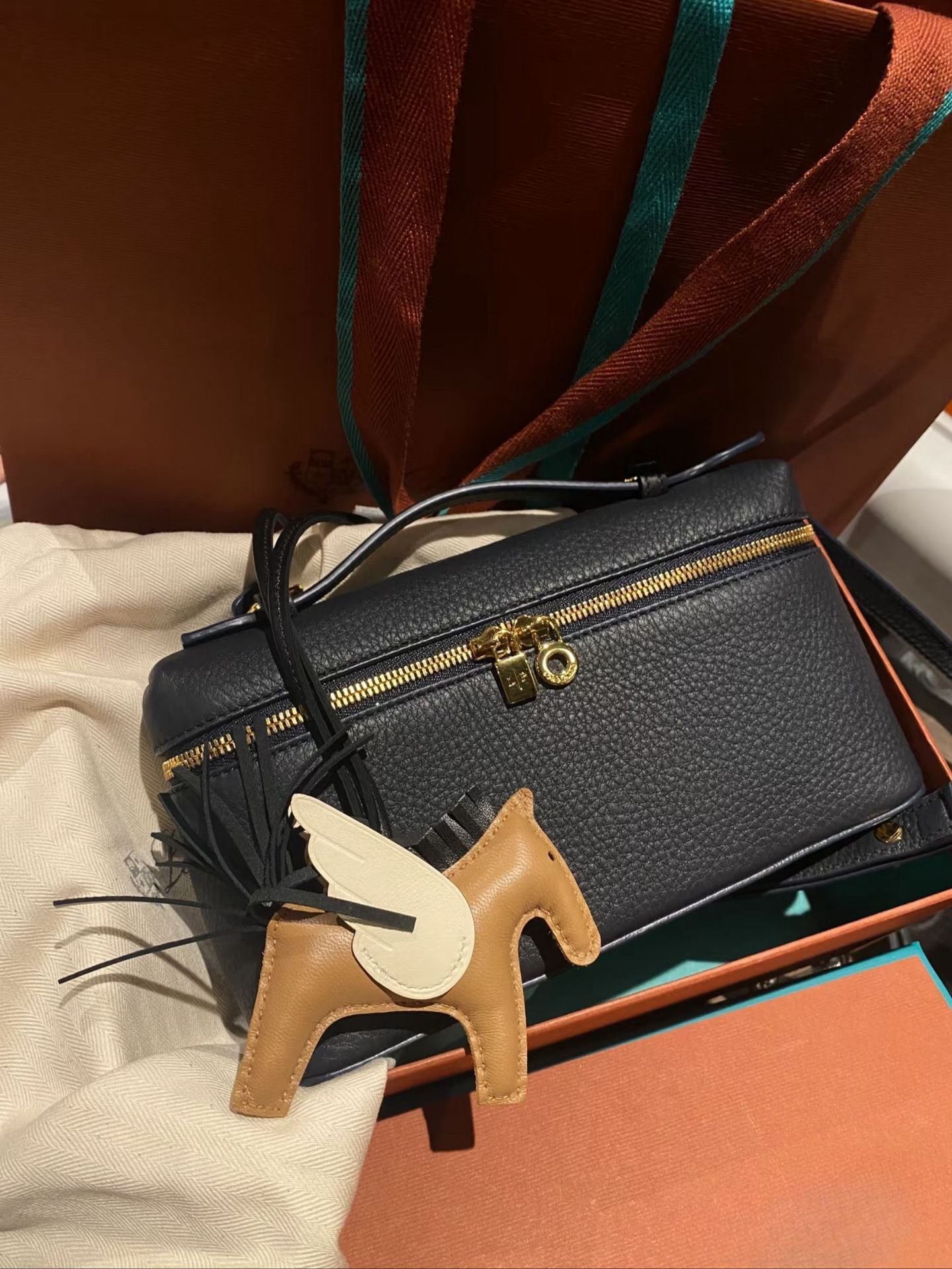 Women's Original Leather Lunch Box First Layer Cowhide Bags